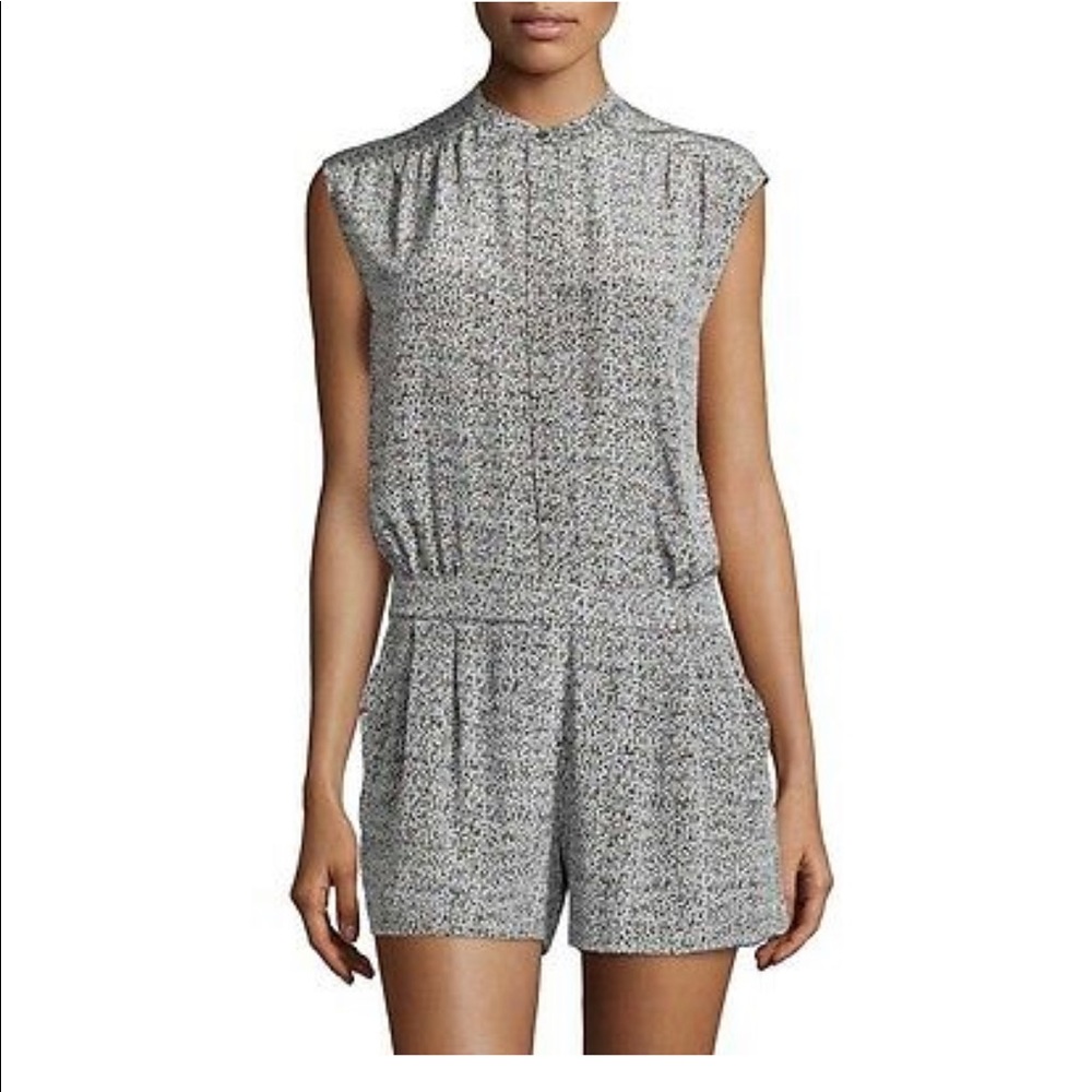 Vince Womens Gray Polka Static Print Romper